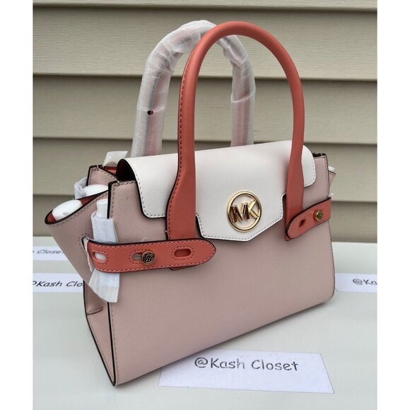 Michael Kors carmen satchel medium purse color block belted saffiano leather - Picture 2 of 10